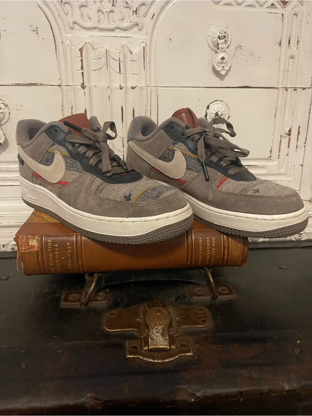 Nike Pendleton Custom Grey Suede Swoosh Low-Top Sneakers